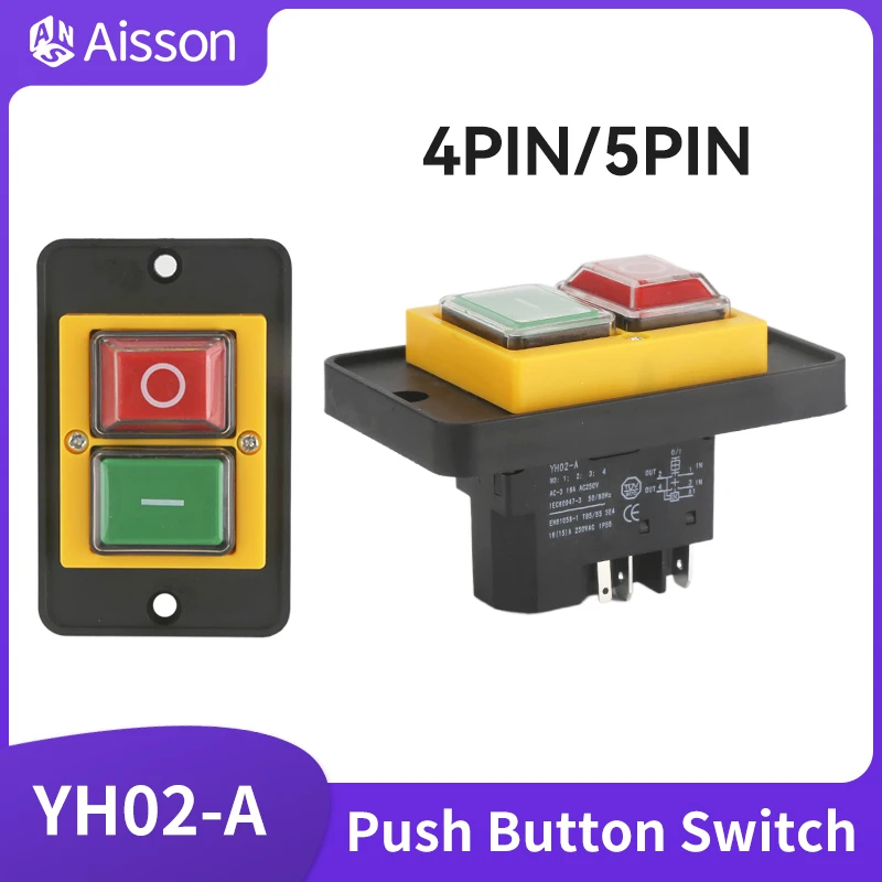 Yh02-A Yh01-A 110V 220V Interruttore Elettromagnetico Pulsante Di Avviamento Pannello Grande Per Attrezzature Per Macchine Utensili Impermeabile
