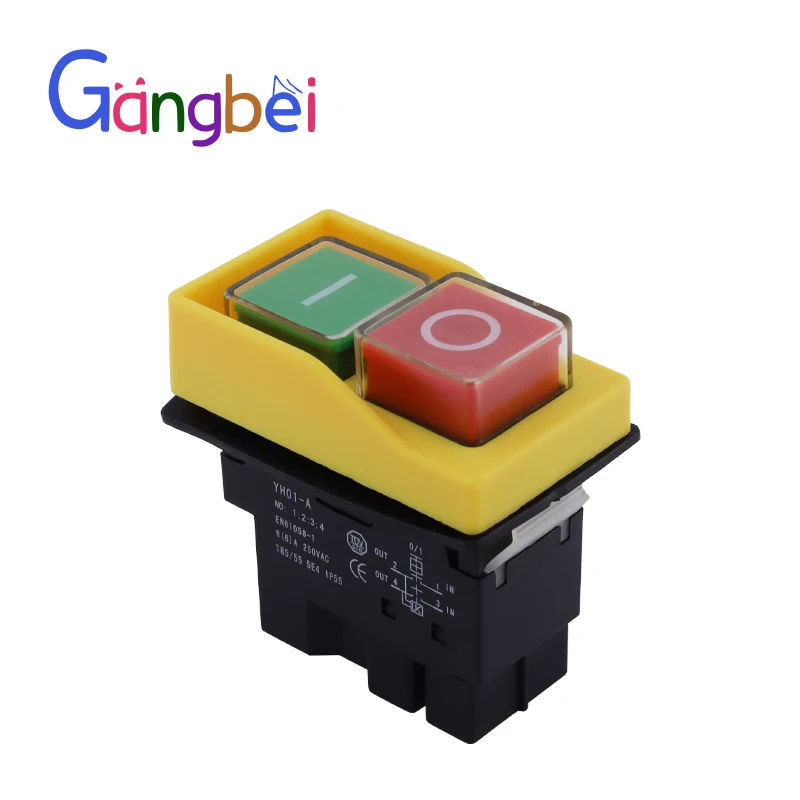 Yh01 Ac250V 8A Impermeabile Pulsante Macchina Sega Taglierina Trapano On Off Interruttori Scatola Di Controllo Interruttori Elettromagnetici