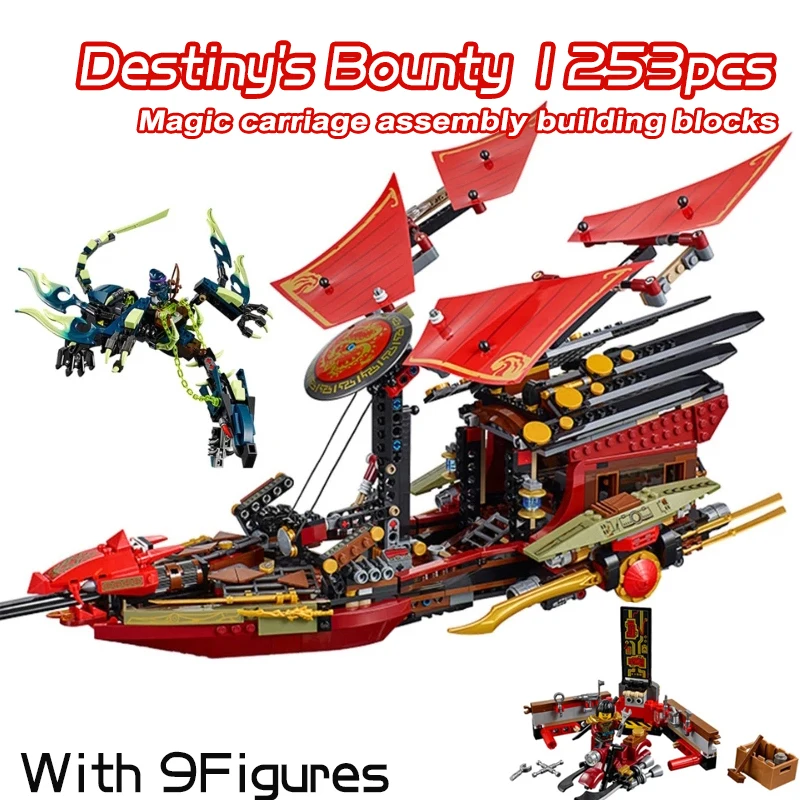 Ninja Series Destiny Bounty Building Blocks Astronave Dragon Boat Base Hydro Ship Chariot Figure Mattoni Giocattoli Per Ragazzi Regali