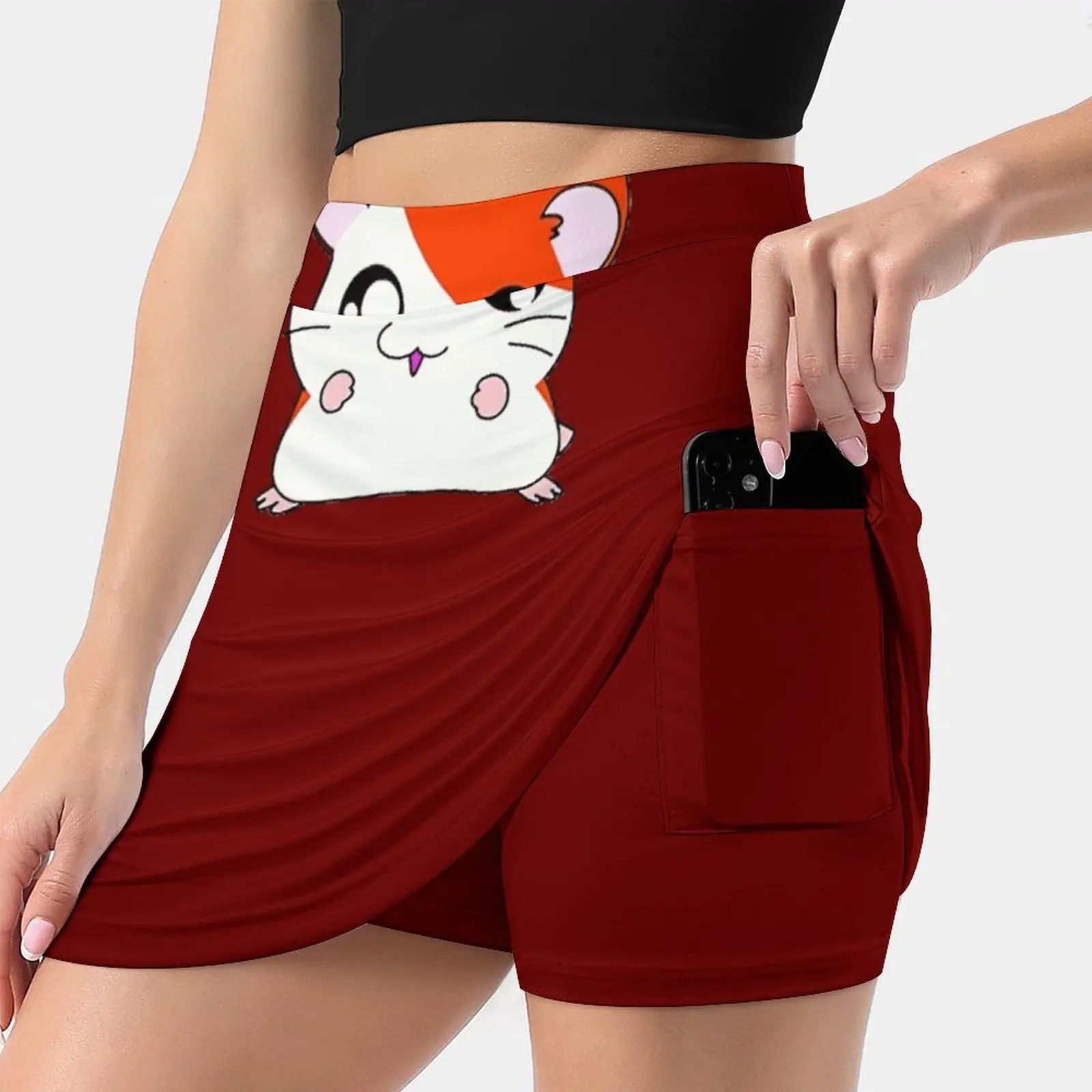 Hamtaro Hamster Trending Fashion Skirt Summer Printed Women Sport Skirts Double-Layer Athletic Hamtaro Cartoon Japan Hamster