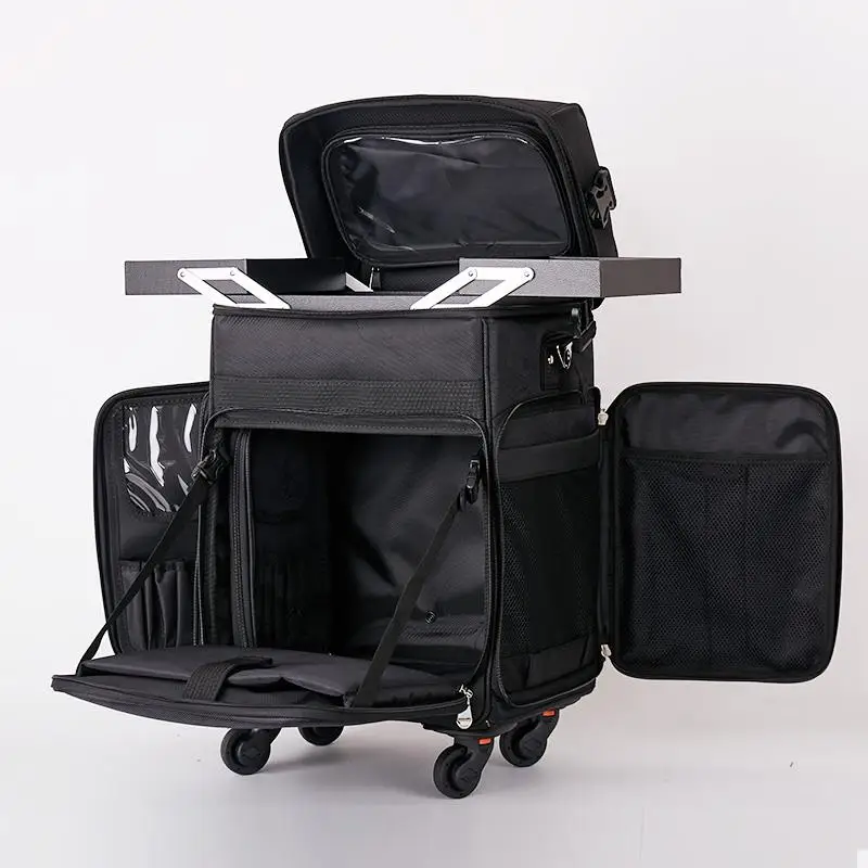 Trolley Cosmetic Case Ricamo Nail Trolley Toolbox Oxford Bagagli Trucco Multifunzionale Beauty Large Trolley Valigia Bag
