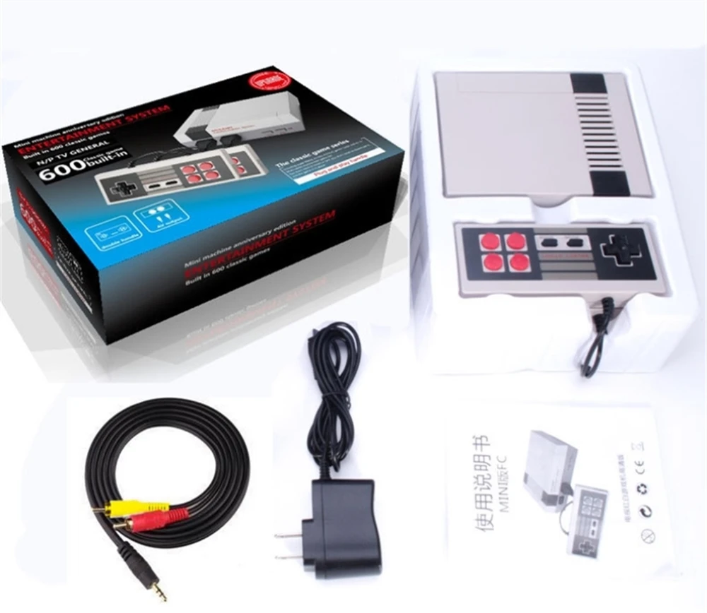 Mini Tv Lettori Portatili Console Per Videogiochi Built-In 600 Diversi Giochi Classici Dual Gamepad Controls Giochi Pal + Ntsc Nes