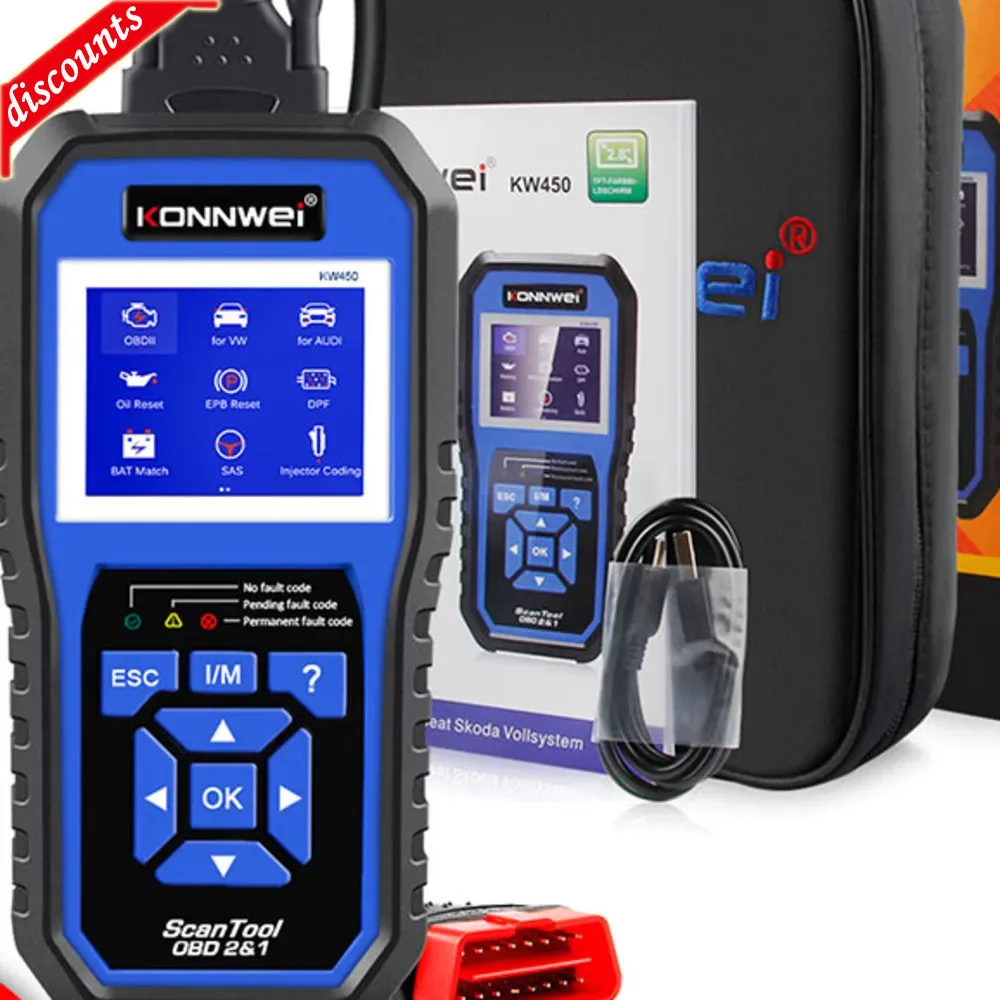 Konnwei Kw450 Tutti I Sistemi Strumento Diagnostico Obd2 Per Auto Per Vag Per Vw Per Audi Abs Airbag Oil Abs Epb Dpf Srs Tpms Reset Scanner