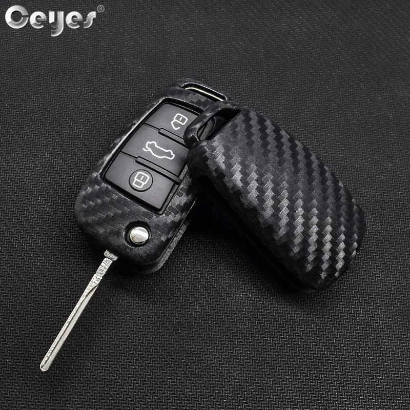 Custodia Protettiva In Fibra Di Carbonio Per Copertura Chiave Auto Per Audi Audi A3 A4 A5 C5 C6 8L 8P B6 B7 B8 C6 Rs3 Q3 Q7 Tt 8L 8V S3 Accessori