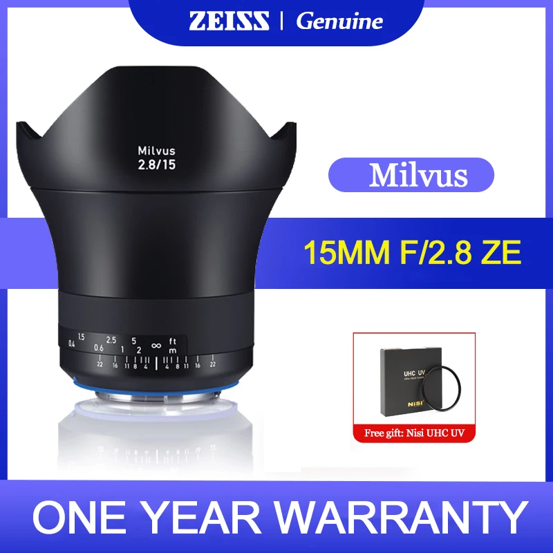 Zeiss Milvus 15Mm F/2.8 Ze Obiettivo Grandangolare Prime Full-Frame Per Fotocamera Canon Ef Nikon F Slr Come 5D Sl3 T7 D750 D810 D610 Df
