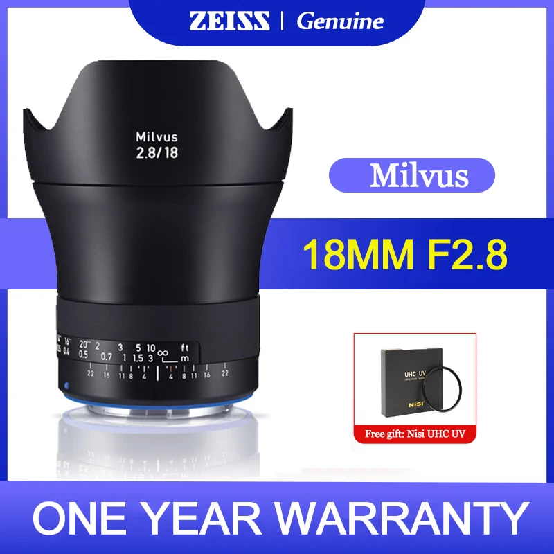 Zeiss Milvus 18Mm F2.8 Ze Obiettivo Full-Frame Per Fotocamera Canon Ef Nikon F Slr Come 5D Sl3 T7 D750 D810 D3X D610 Df Z Cam E2-F6 F8 S6