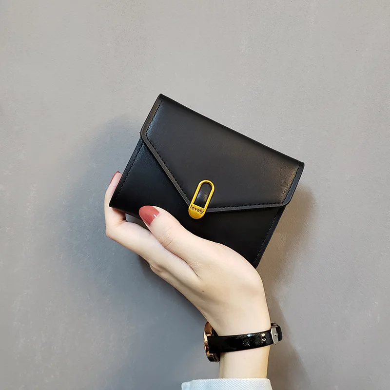 Love Simple Ladies Wallet Female Short Tri-Fold Small Wallet Femminile Portamonete Card Bag Portafoglio In Pelle