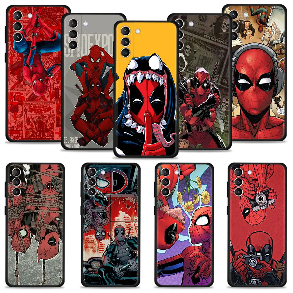 Custodia Marvel Funny Deadpool Vs Spiderman Per Samsung Galaxy S22 S21 S20 Ultra Fe S10 S9 S8 Plus S10E Note 20 Ultra 10Plus Capa