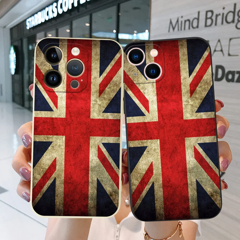 Custodia Per Iphone 15 14 13 12 11 Mini Pro Max 6 6S 7 8 Plus X 10 Xr Xs Cover Per Telefono Silcone Uk Retro Flag
