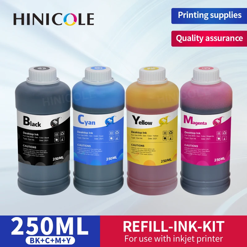 Ricarica Inchiostro Colorante Per Bottiglie Hinicole 250Ml Per Stampante Epson 3800 7600 P600 Ecotank Per Inchiostro A Cartuccia Hp 305 302 301 Pg 540