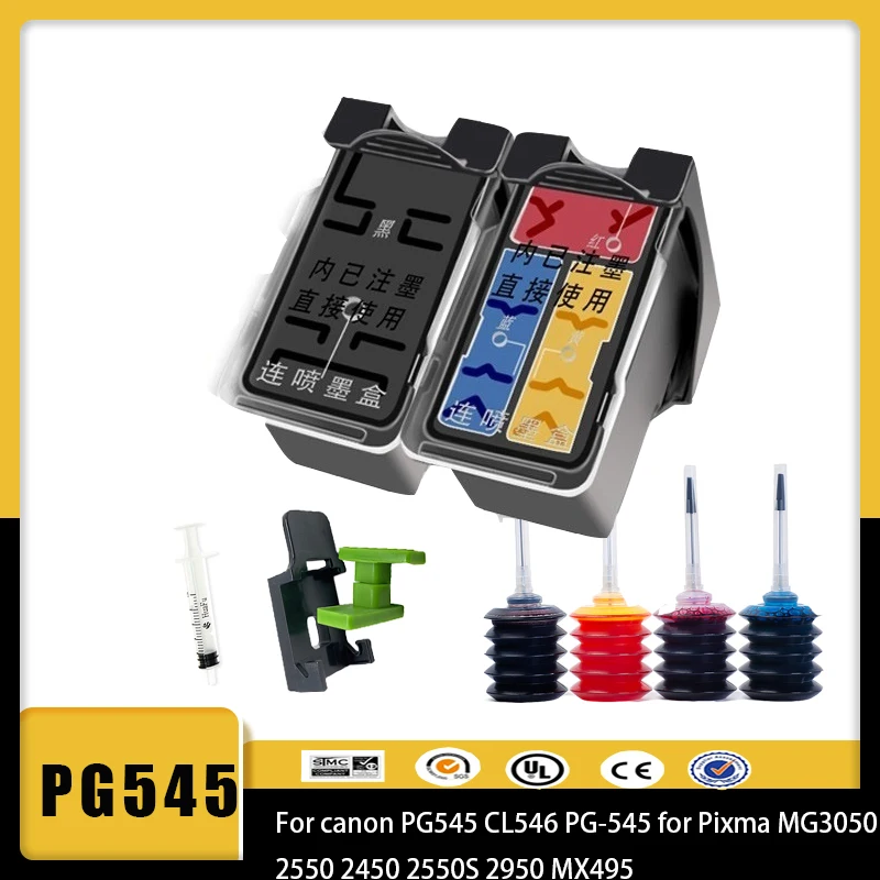 Vilaxh Ricaricabile Pg545 Cl546 Per Cartuccia D'Inchiostro Canon Pg545Xl Pg 545 Cl 546 Pixma Mg2950 Mg2550 Mg2500 Mg3050 Mg2450 Mg3051 Mx49