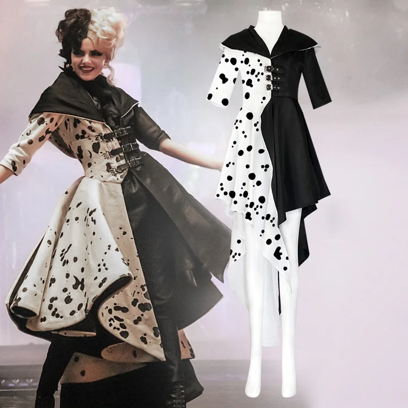 Film 101 Cane Fedele Cos In Bianco E Nero Strega Cruella De Vil Vestito Cosplay Vestito Da Spettacolo Teatrale