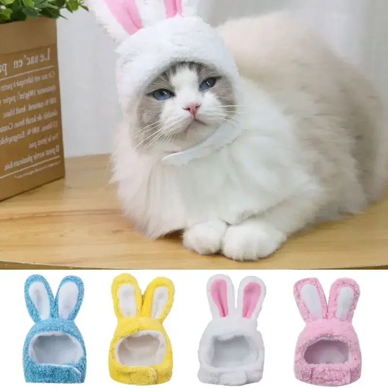 Cute Cat Headgear Bunny Drag Hat Cat Dog Headwear Costume Performance Photoprops Divertente Pet Hat Orecchie Di Coniglio Cosplay Warm Hood