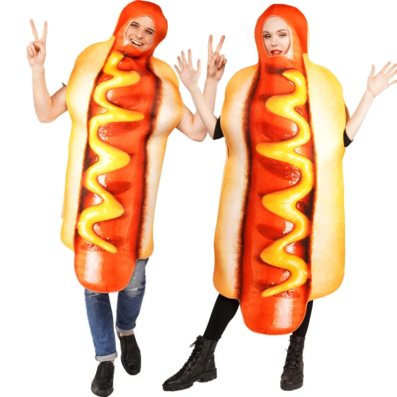 Halloween Divertente Hot Dog Body Adulto Hot Dog Cosplay Costume Stage Performance Hot Dog Costume Divertente Live Cosplay Unisex