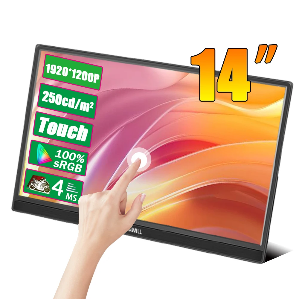 Touchscreen Protable 14 "/16" Fhd 1920X1200 16:10 Ips Lcd Panel Pc Gaming Monitor Type-C Hdmi Comptable Con Interruttore Per Laptop Ps4