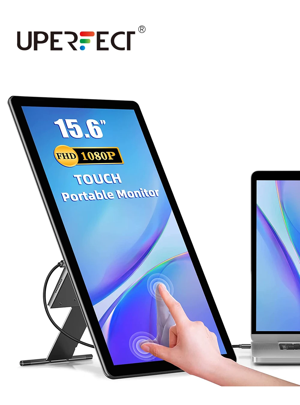 Uperfect Y Monitor Portatile Da 15.6 Pollici Touch Screen 1920X1080 Display Mobile Pannello Lcd Ips Con Supporto Retrattile Leggero E Sottile