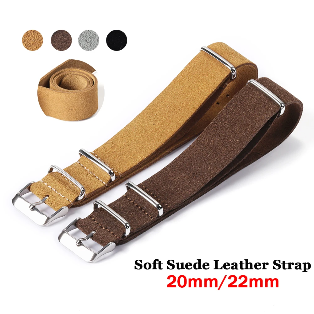 Cinturino In Morbida Pelle Scamosciata Geniune 20Mm 22Mm Per Seiko Vintage Uomo Donna Cinturino Sportivo Per Huawei Watch Gt2/Gt3 42/46Mm Bracciale