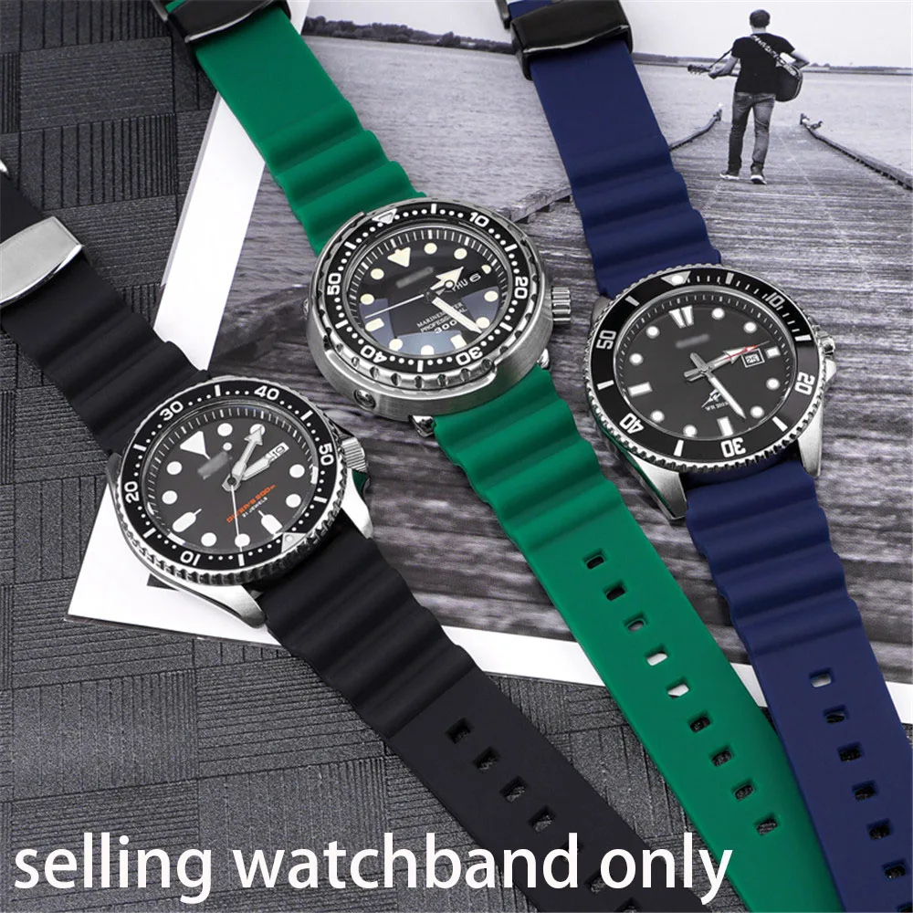 20 Millimetri 22 Millimetri Silicone Diving Watch Strap Uomini Sport Impermeabile Wristband Braccialetto Accessori Cinturino Per Seiko Skx007 5 5