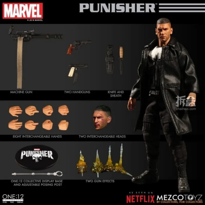 In Magazzino Originale Mezco One:12 Punisher Anime Action Collection Figure Fantastici Giocattoli Modello Cool Decor Pinze Regali