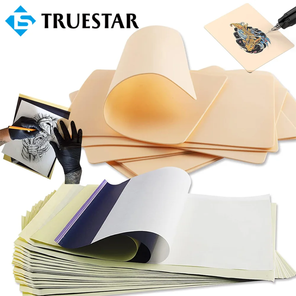 Tattoo Practice Skin And Tattoo Transfer Paper Combo Silicone Double Sided Fake Skin Transfer Thermal Copy Papers Tattoo Supply