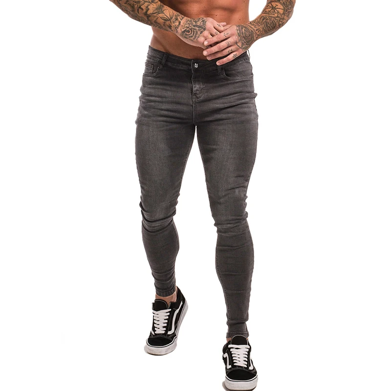 Gingtto Skinny Jeans Per Gli Uomini Super Stretch Mens Skinny Jeans Di Grande Formato Pantaloni Stretti Confortevole Grigio Denim Jeans 28-36 Zm09
