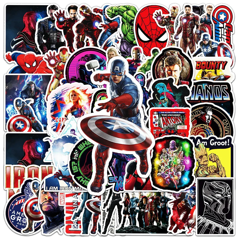 10/30/52Pcs Cartoon Super Hero Stickers Captain America Spiderman Iron Man Decalcomanie Diy Laptop Diary Phone Cool Sticker For Kids