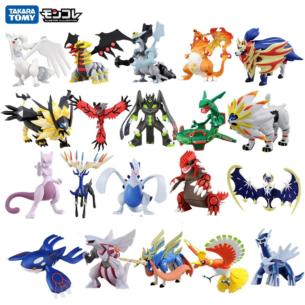 Takara Tomy Pokemon Figure Genuine Original Box Mewtwo Shield Charizard Sword Rayquaza Kyogre Modello Anime Per Bambini Giocattoli Regali