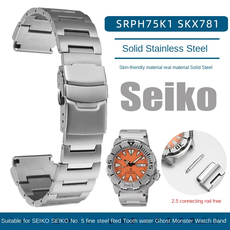 Bracciale In Acciaio Inossidabile 20Mm Per Cinturino Seiko N. 5 Cinturino Per Orologio Red Tooted Water Ghost Little Monster Srph75K1 Skx781 779 Cintu