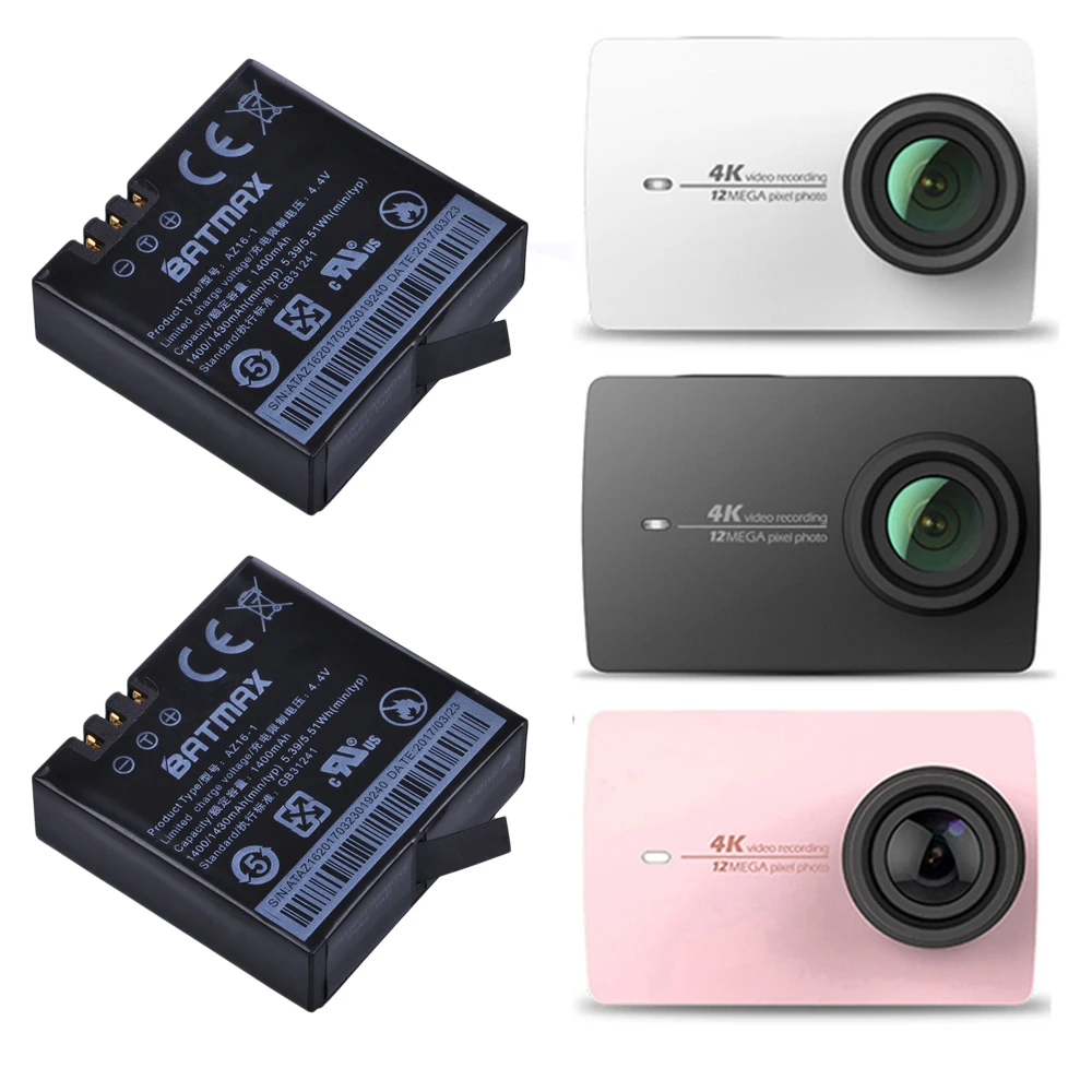 2 Pz 4.4V 1400Mah Xiaomi Yi 4K Batterie Az16-1 Batteria Per Originale Xiaomi Yi 4K Action Camera Batteria Ricaricabile