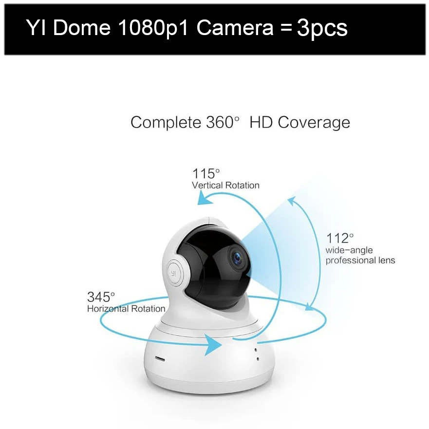 3Pcs Yi Dome 1080P Hd Camera Cctv Ip 360 ° Detection Wifi Wireless Night Vision Ir Sistema Di Sorveglianza Di Sicurezza Audio Bidirezionale