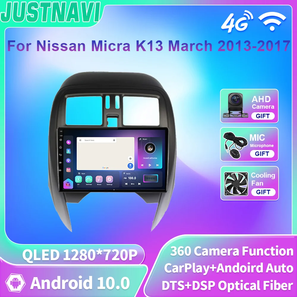 Justnavi Rds Car Multimedia Radio Stereo 2Din Player Per Nissan Micra K13 Marzo 2013 2014 2015 2016 2017 Carplay Swc Camera Dsp