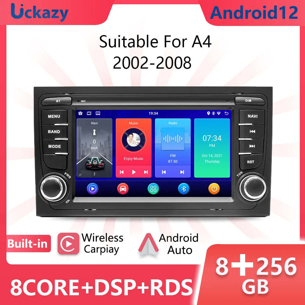 2 Din Android 12 Autoradio Per Audi A4 B6 B7 S4 B7 B6 Rs4 Seat Exeo 2002-2008 Rs4 B7 Radio 2008-2012 Multimedia Gps Audio Stereo