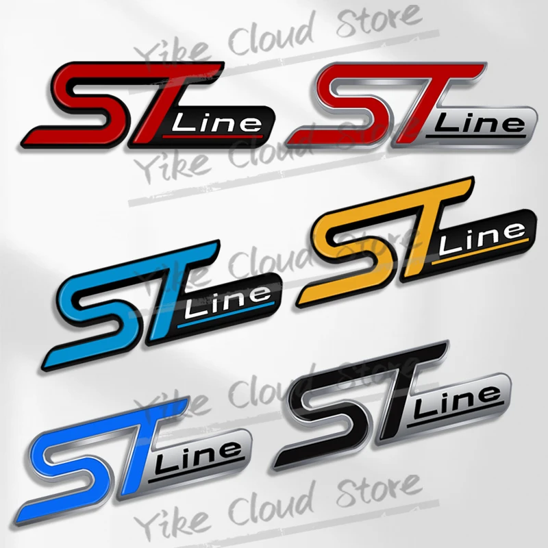 St Line Logo Decoration Emblem Car 3D Sticker Metal Front Hood Griglia Badge Per Ford Fusion Focus Fiesta Ranger Kuga Mondeo