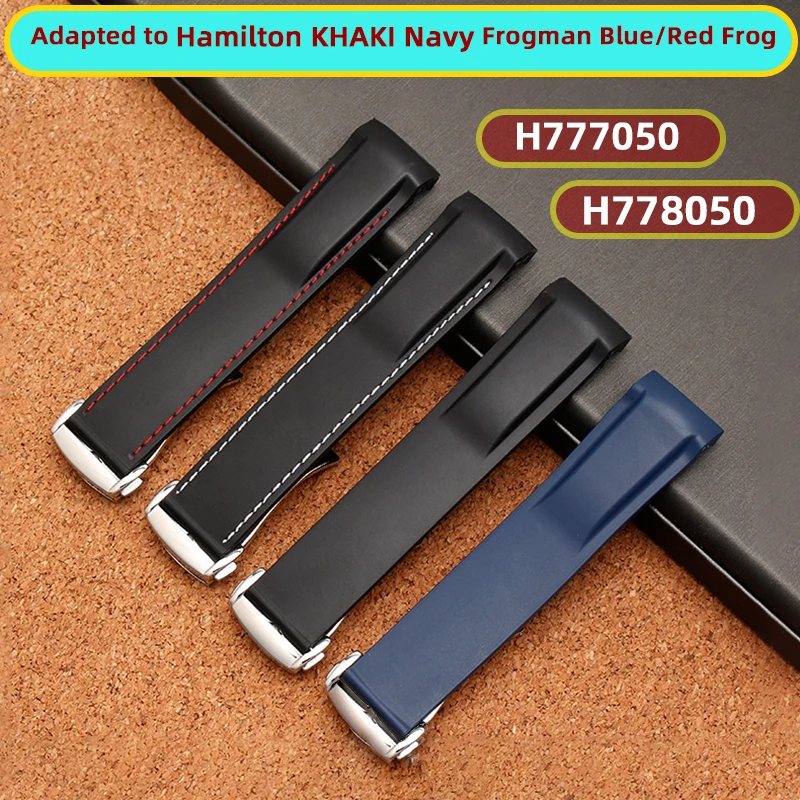 Cinturino Per Orologio In Silicone Morbido Per Hamilton Khaki Navy Frogman H777050 H778050 Cinturino Blue Frog Red Frog Diving Watch Chain 20 22M