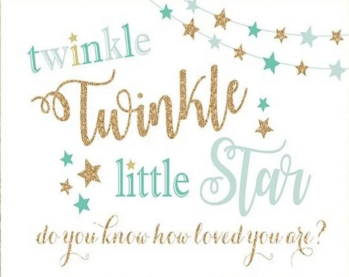Twinkle Twinkle Little Star Oro Rosa Aqua Primo Compleanno Del Bambino Doccia Sfondi Computer Di Stampa Del Partito Fondali