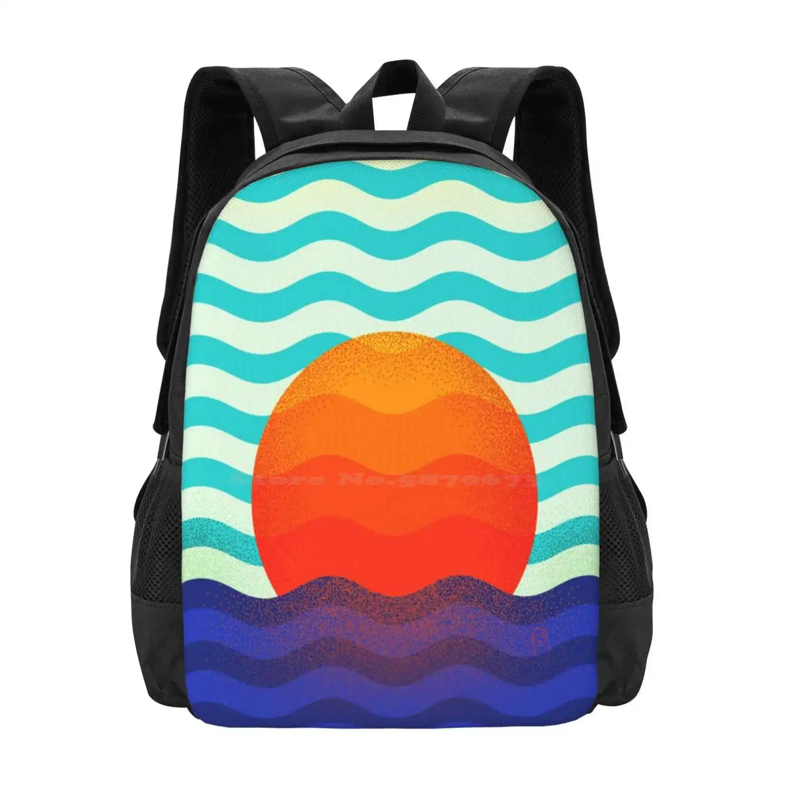 Nuoto Al Sunrise School Bag Zaino Di Grande Capacità Laptop Graphic Design Pattern Pop Art Sunrise Summer Owlychic Wow Heat