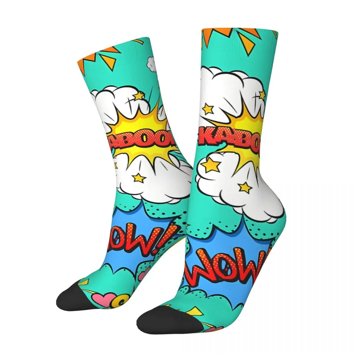 Pow Wow Pattern Superhero Boom Comic Book Kawaii Socks Shopping Cartoon Pattern Socks