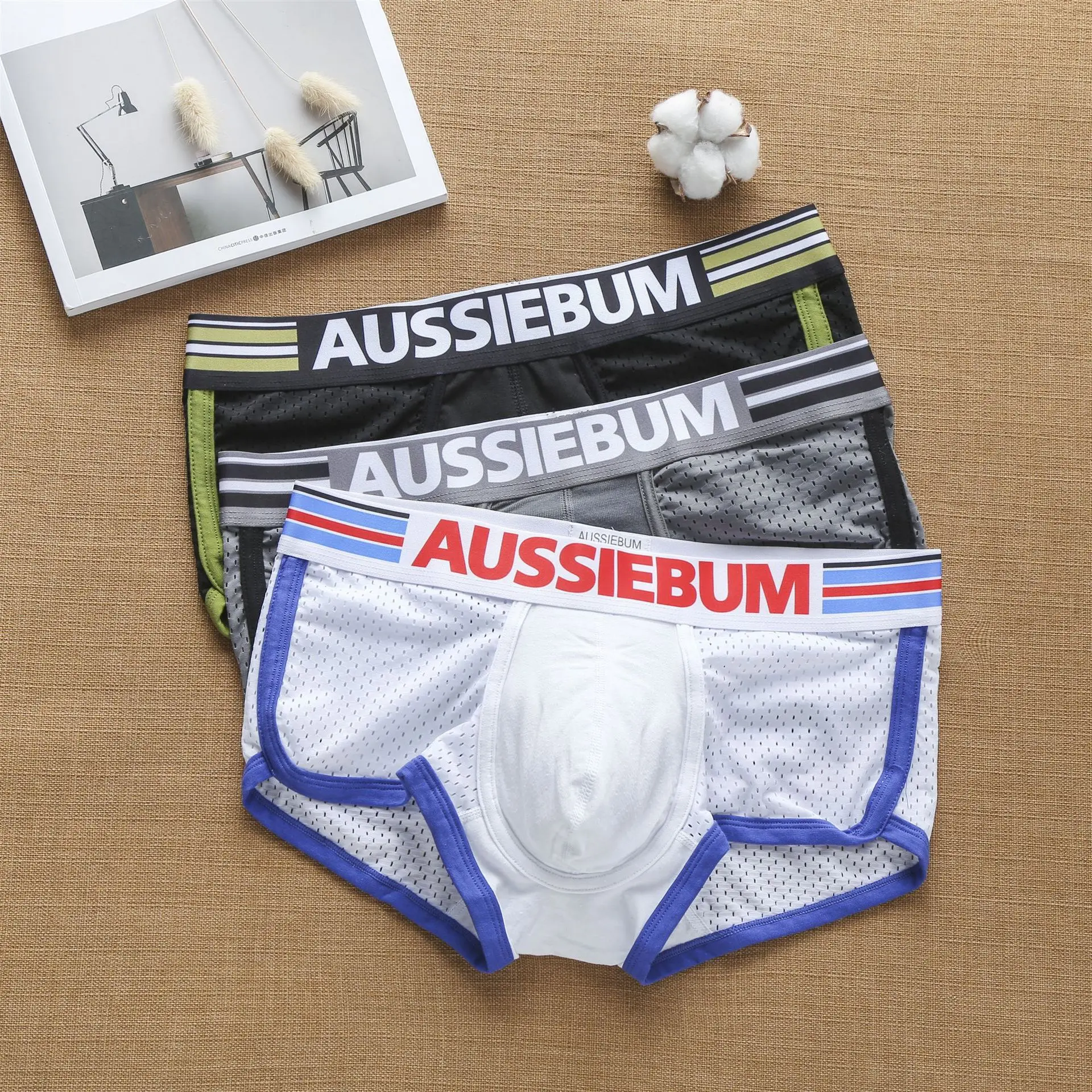 Aussiebum Mens Boyshort Cotton Mesh Fashion Tide Young Underwear Pantaloncini Da Studente.