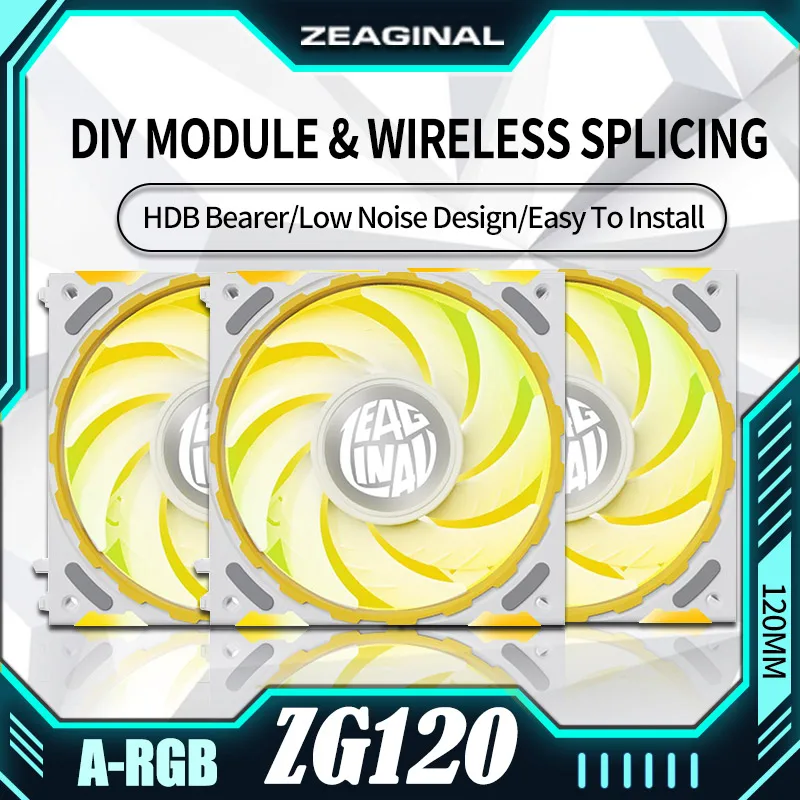Block Fan Argb 120Mm Desktop Case Fan Fai Da Te Con Collocazione Computer Pc Raffreddamento Silenzioso Hdb Carrier Zeaginal Facile Installazione