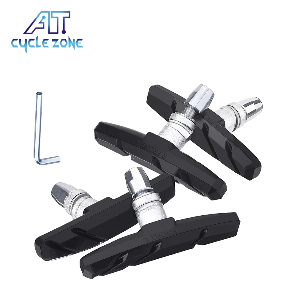 2 Pairs Durable Bicycle Silent Brake Pads Cycling V Brake Holder Pads Shoes Blocks Rubber Pad For Long-Lasting Performance
