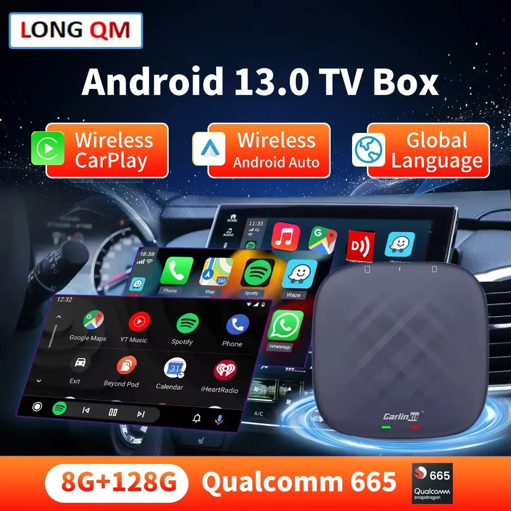 Carlinkit Android 13 Tv Box Android Auto Wireless Carplay Car Intelligent System Ai Box Gps Wifi 4Glte Navigazione Automatica 64G 128G