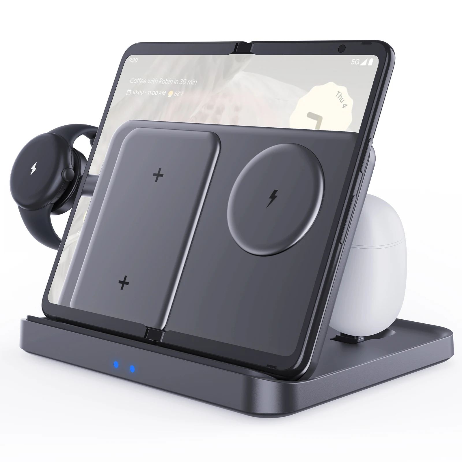 Supporto Per Caricabatterie Wireless 3 In 1 Per Google Pixel Fold Pixel 8 7 Pro 6A Pixel Watch Pixel Buds Galaxy S23 Ultra S22 S21 Iphone 14 15 13 12 