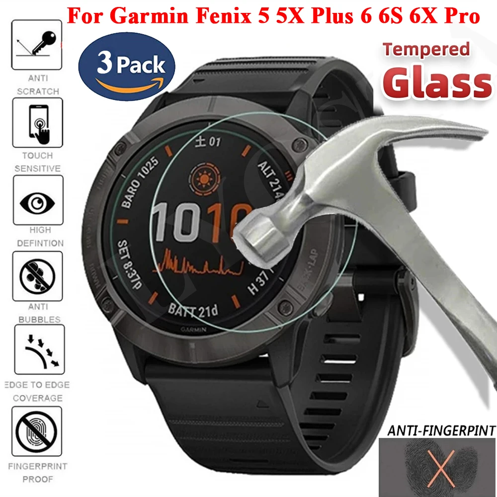 3 Pezzi Di Vetro Temperato Per Garmin Fenix 6 6S 6X Pro Sapphire Hd Pellicola Proteggi Schermo Per Fenix 6 6S 6X Accessori Smartwatch