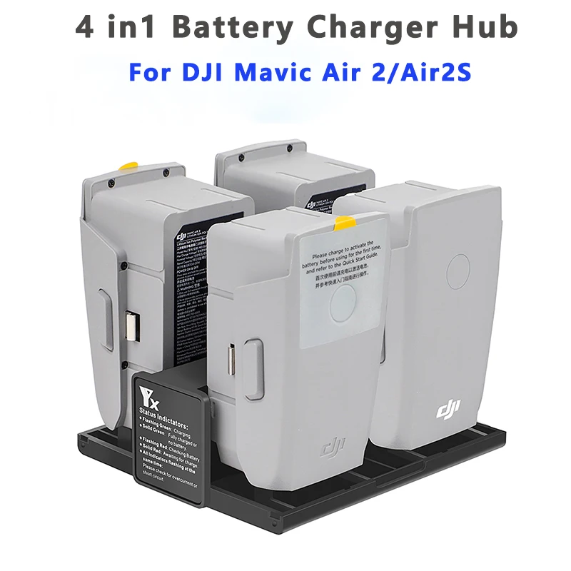 Hub Caricabatterie 4 In1 Per Dji Mavic Air2/2S Hub Di Ricarica Portatile Intelligente Led Drone Dji Mavic Air 2/2S Caricabatterie