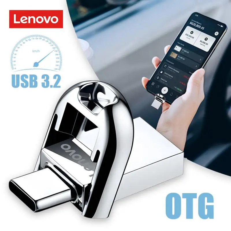Lenovo Mini 2Tb Usb 3.2 Pen Drive Memory Chiavette Usb 1Tb 512Gb Metal Type C Otg Pen Drive Stick Impermeabile Ad Alta Velocità