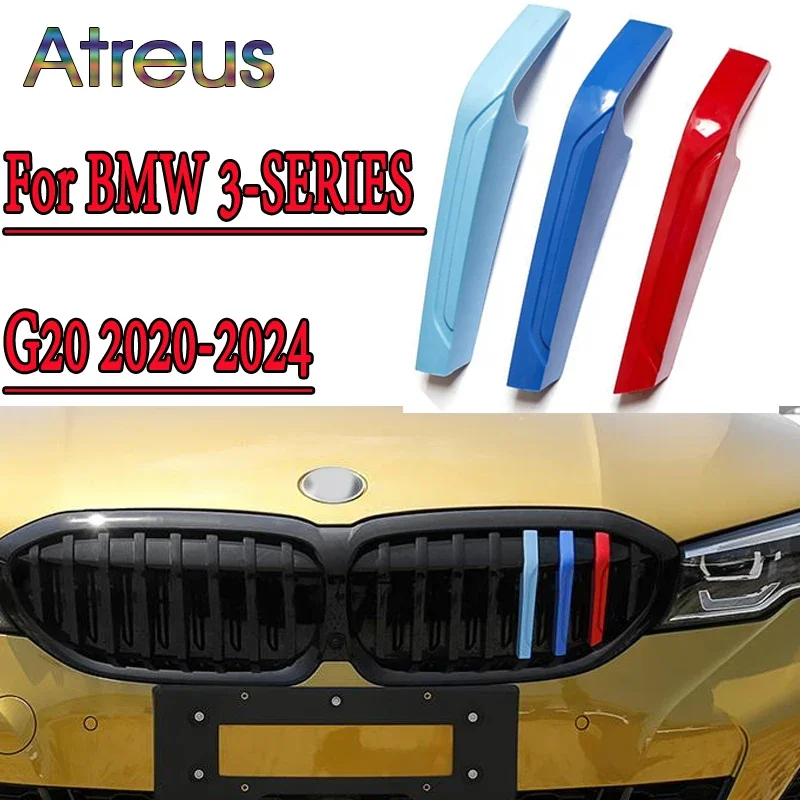 3Pcs Abs Rene Grill Bar Covers Griglia Strip Trim Clip Per Bmw G20 3 Series 2020 2021 2022 2023 2024 M Power Accessori Sportivi