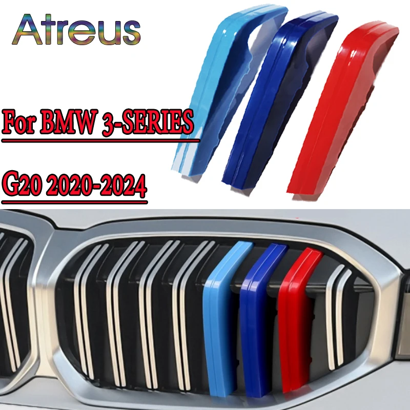 3Pcs Abs Grill Bar Per Bmw G20 3 Series 2020 2021 2022 2023 2024 Car Racing Grille Strip Trim Clip M Power Accessori Sportivi