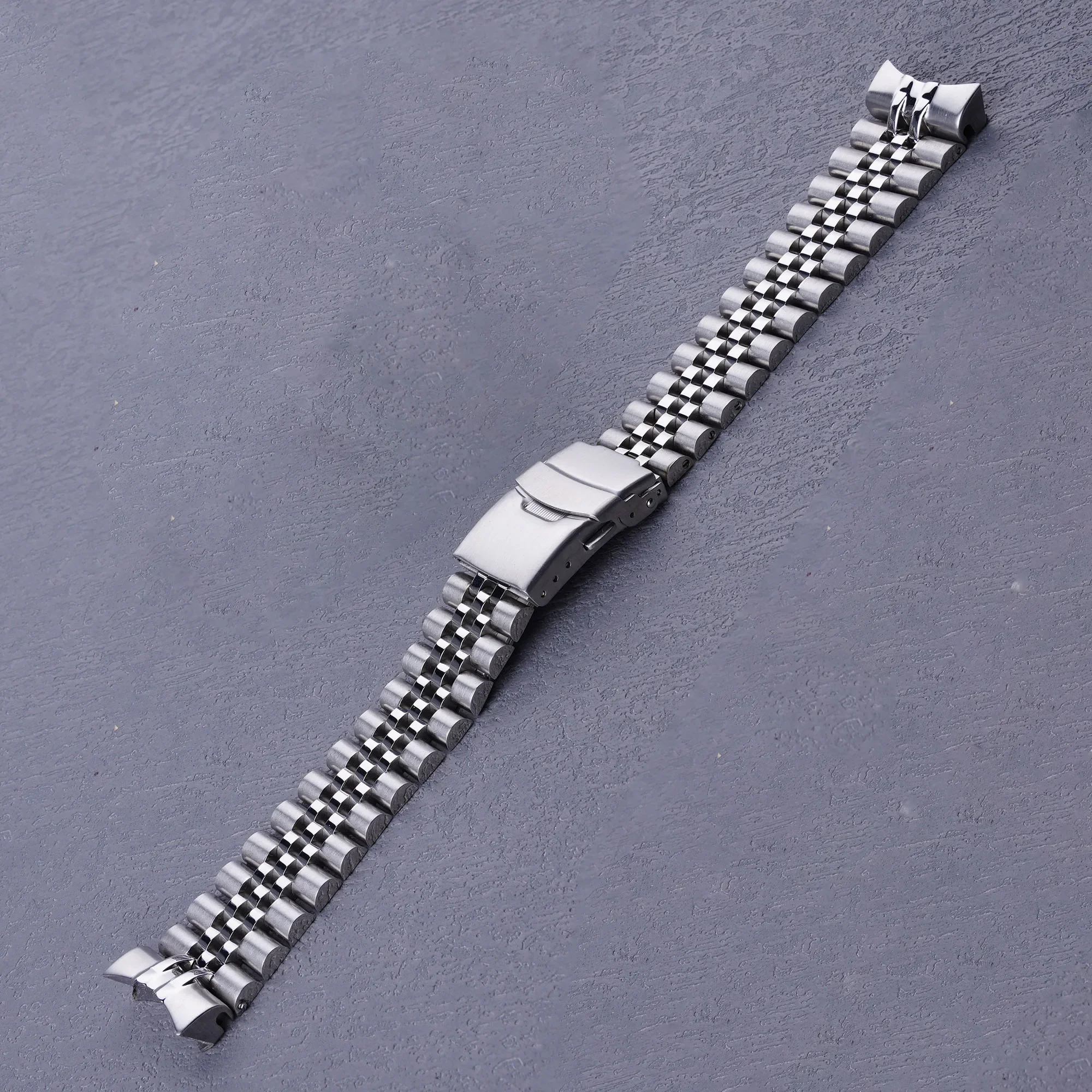 Carlywet 22Mm Solido Curvesacco In Acciaio Inox Argento Jubilee Cinturino Cinturino Bracciali Di Lusso Per Seiko 5 Gmt Ssk001-5/Sbsc001-3