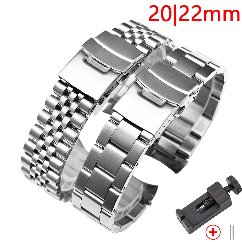 Per Seiko Srpd Skx007/Skx009 Srpd63K1 Jubilee Curvo Solido Cinturino In Acciaio Inossidabile 20Mm 22Mm Cinturino Sportivo Da Uomo