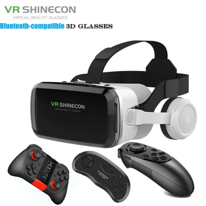 G04Bs Wireless Vr Glasses 3D Virtual Reality Box Google Cardboard Stereo Mic Headset Casco Per Smartphone + Joystick Da 4.7-7.2"